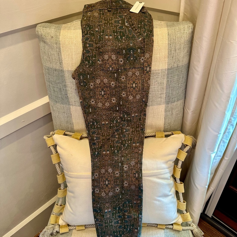 Anthropologie stretch green floral boho skinny jeans NWT Size 29